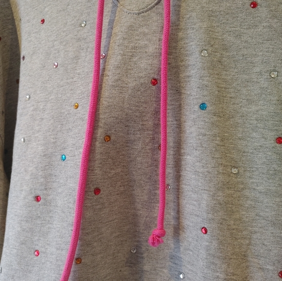 Terez Pima Cotton Studded Hooded Sweatshirt Size Small - Picture 11 of 11
